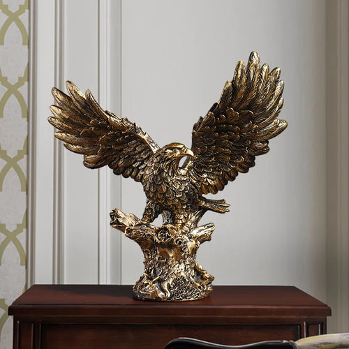 American Resin Golden Eagle Statue, Art Animal Model, Collection Ornament, Home Office, Cabinet Decor, Desktop Decor, Figurines