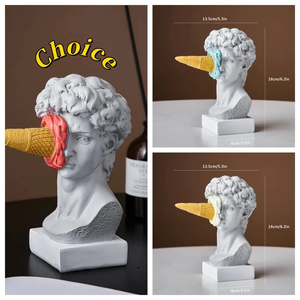 A Modern Nordic Figure Decorating Ice Cream David Statue Home Decoration Sculpture Office Desktop Art Decoration David Statue
