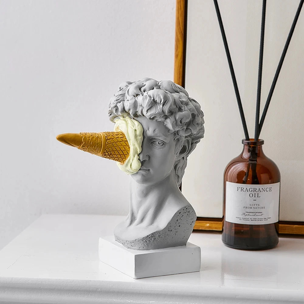 A Modern Nordic Figure Decorating Ice Cream David Statue Home Decoration Sculpture Office Desktop Art Decoration David Statue